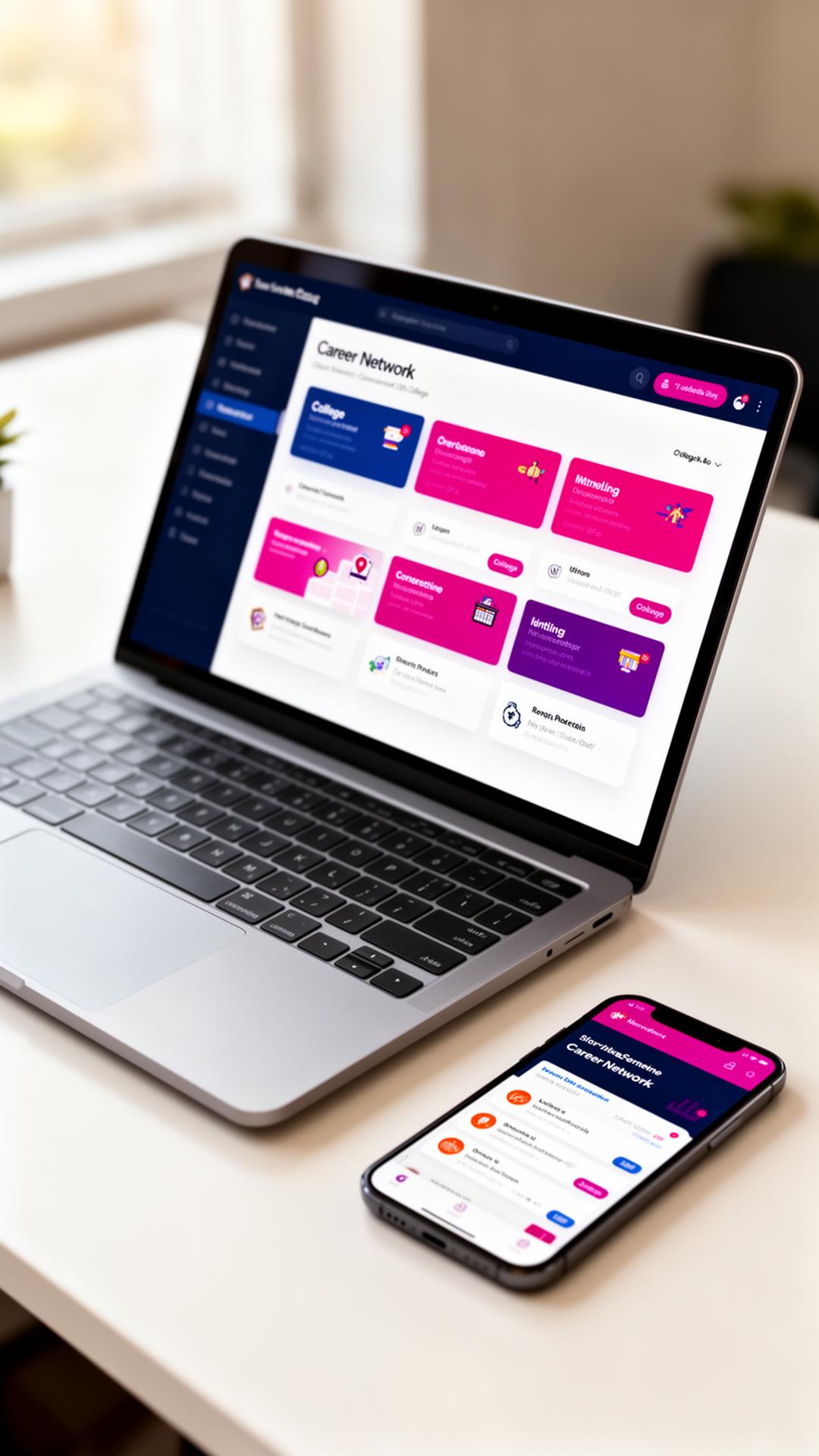 AdmitNetwork dashboard preview on laptop and phone