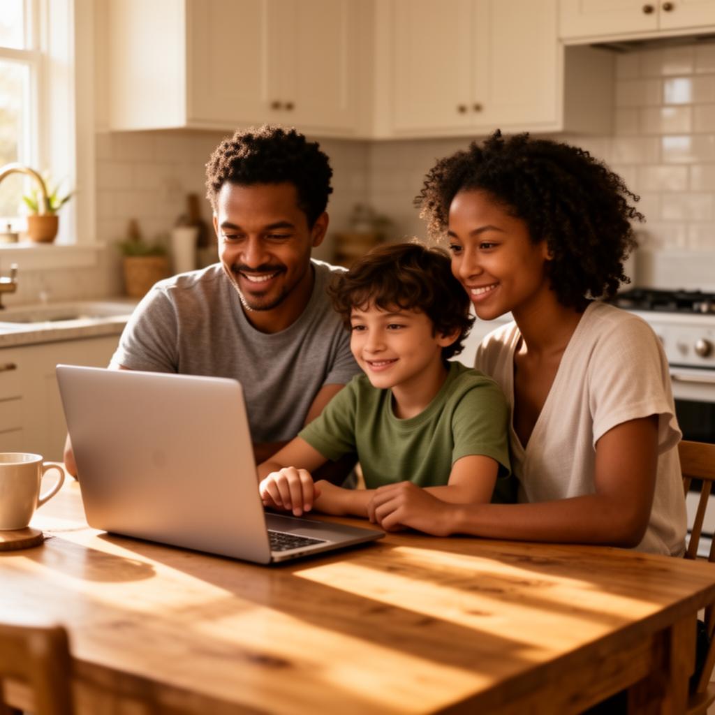 A parent and student reviewing colleges together